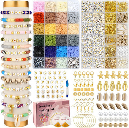 Perlen für Armbänder Set, DIY Polymer Clay Perlen 6000 Stück