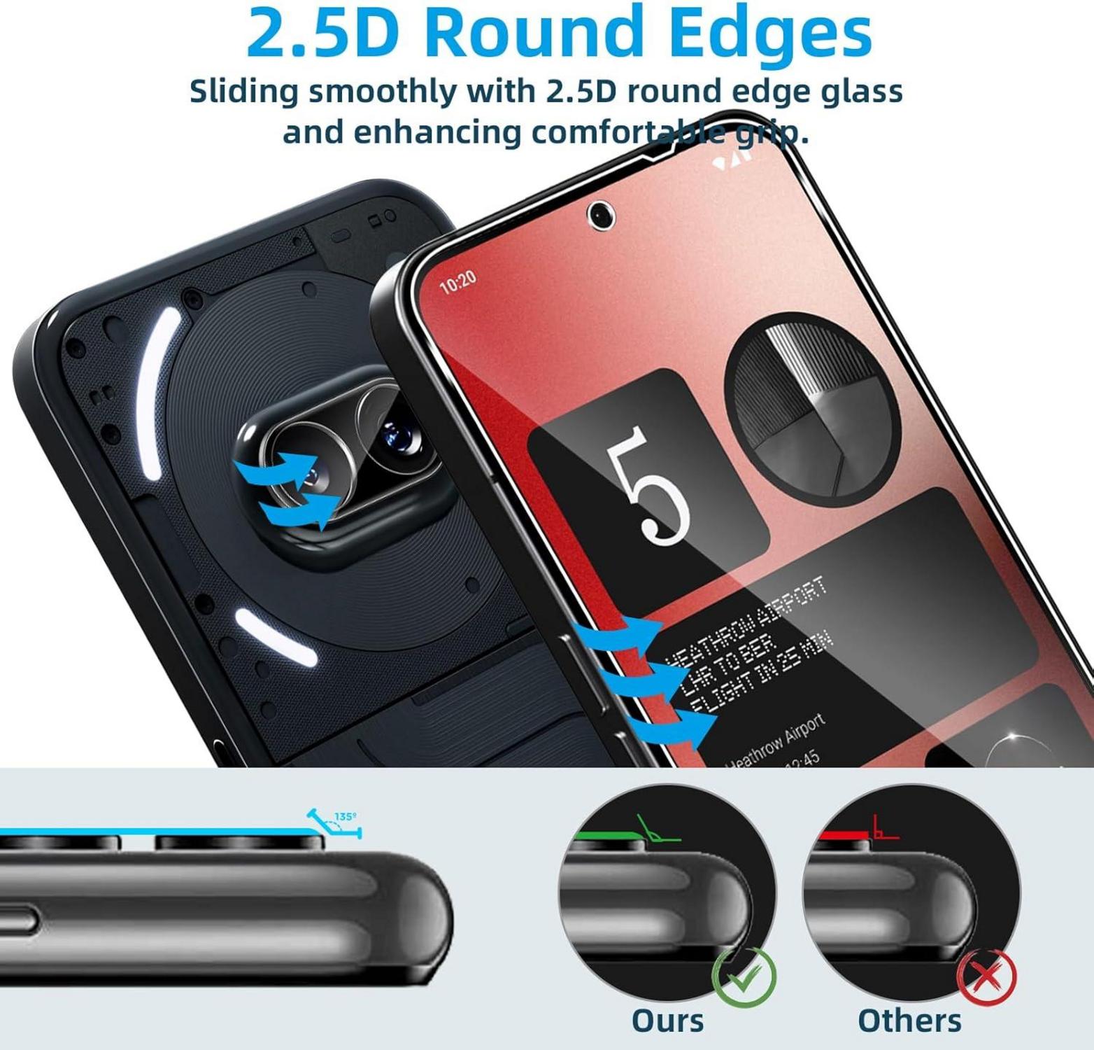 Panzerglas für Nothing Phone 2A Plus 4er SetrehzcuS westZ enehcS 2+2