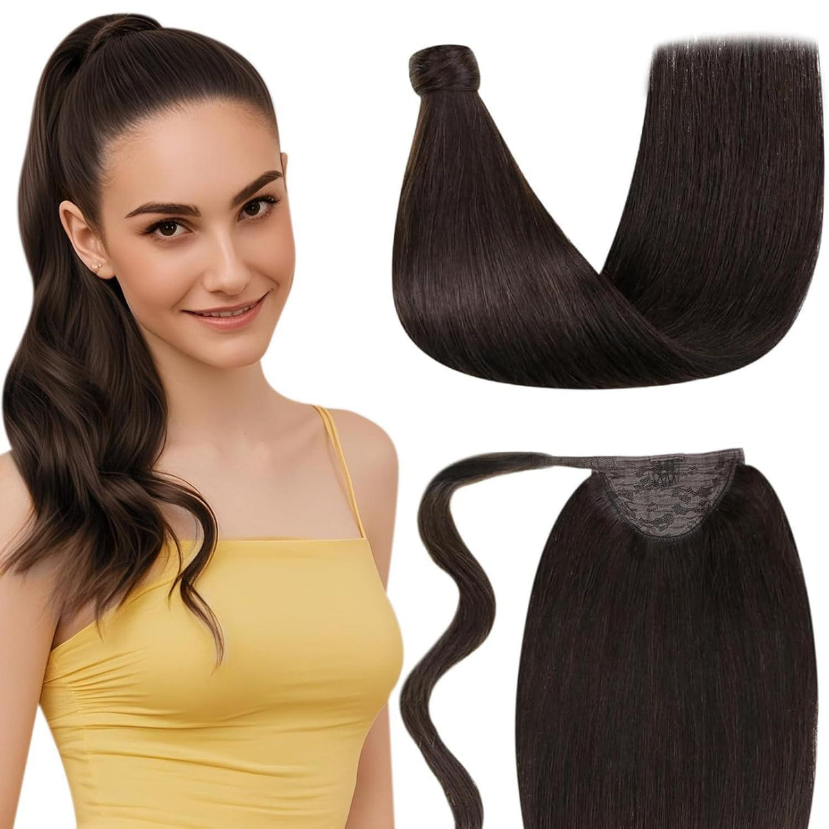 Echthaar Pferdeschwanz Extension Braun 45cm