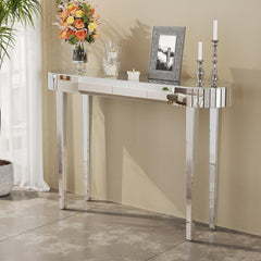 Eleganter Silber Spiegelglas Konsolentisch Modern 120x32x80cm