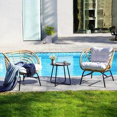 3-teiliges Grand Patio Balkonmöbel Set Rattan Wetterfest