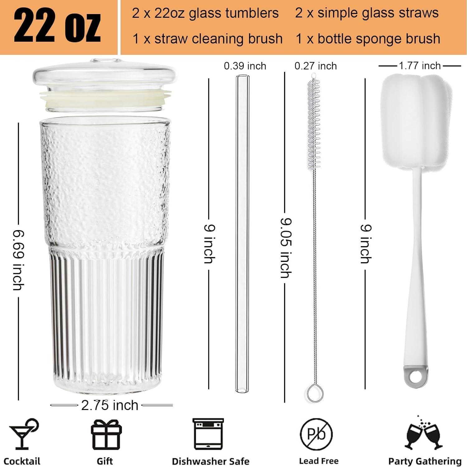 ALINK 570ML Bubble Tea Glasbecher mit Deckel und
