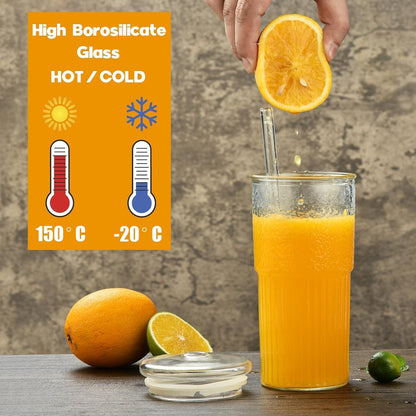 Bubble Tea Glasbecher 570ML mit Deckel Strohhalm 2er Pack Borosilikatglas