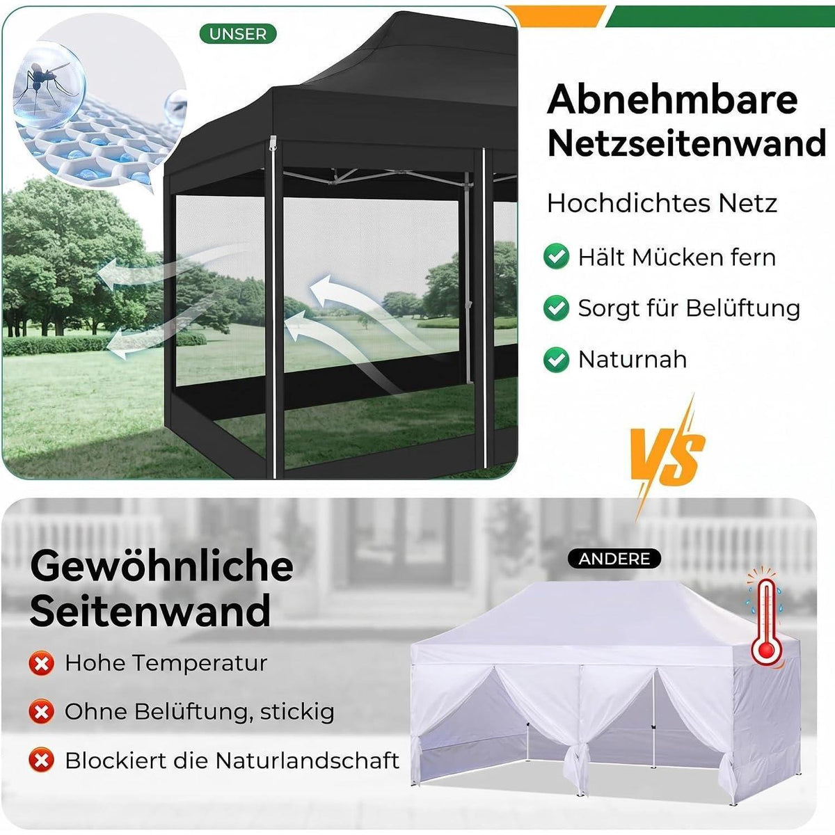 Faltpavillon 3x6m – Wasserdicht, Stabil & Mit Seitenwänden
