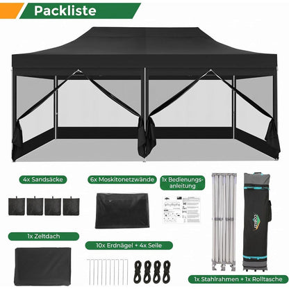 Faltpavillon 3x6m – Wasserdicht, Stabil & Mit Seitenwänden