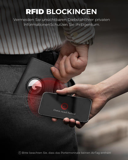 DODENSHA Airtag Wallet Herren RFID NFC Schutz Slim Wallet Münzfach Schwarz