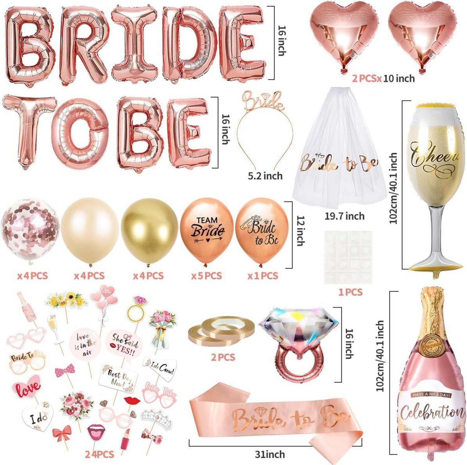 Bride to be Deko Set Rosegold JGA Party Accessoires Frauen
