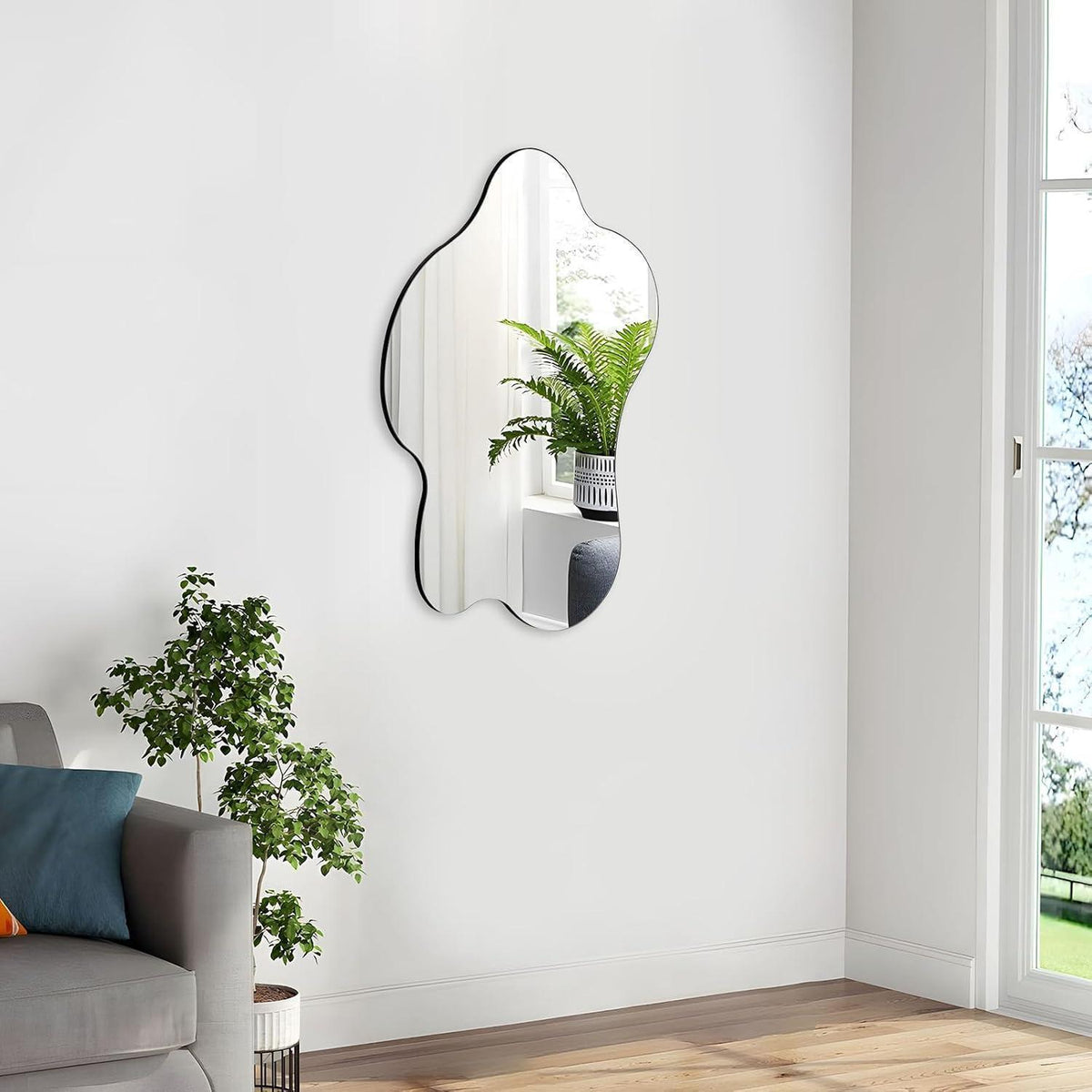 Asymmetrischer Wandspiegel 58x82cm – Rahmenlos & Dekorativ