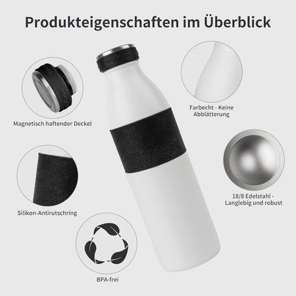 Blackube Thermosflasche 500ml Edelstahl BPA-frei Auslaufsicher für Outdoor Sport Fitness