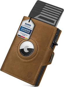 Airtag Wallet RFID Slim Wallet Münzfach Aluminium Braun