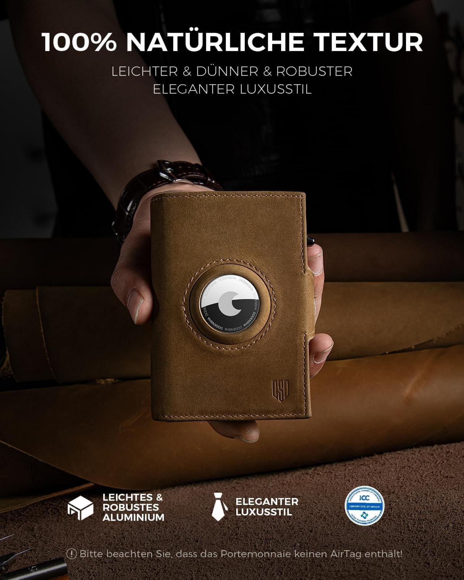 Herren RFID Slim Wallet mit Münzfach 8-10 Karten braun