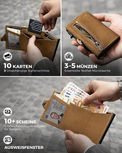 DODENSHA Airtag Wallet Herren Geldbörse RFID Slim Wallet Braun