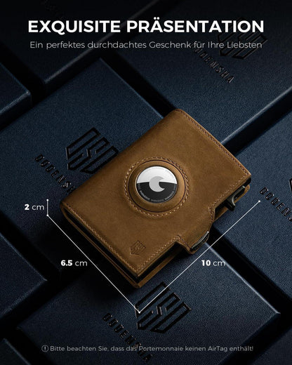 RFID Slim Wallet mit Münzfach | Pop-up-Kartenetui | Airtag Wallet für Herren