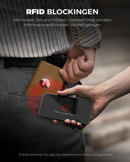 RFID Slim Wallet mit Münzfach | Pop-up-Kartenetui | Airtag Wallet für Herren