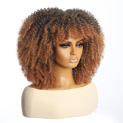 Lockige Blond Perücke mit Pony – Afro Perücke für Kostüme