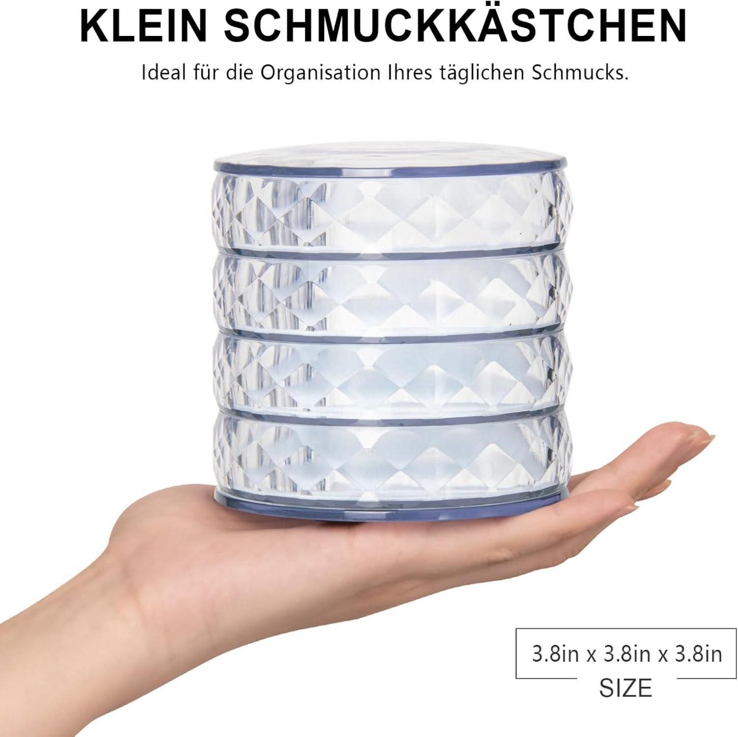 INMORVEN Schmuckkästchen 4 Ebenen Drehbar Transparent Acryl