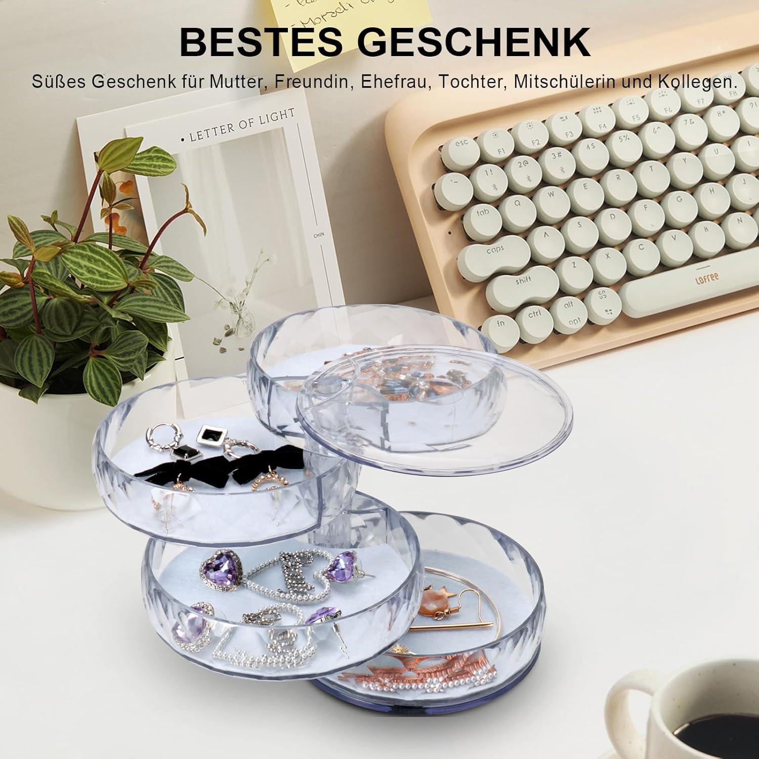 Schmuckkästchen Damen 4 Ebenen Drehbar Transparent Acryl
