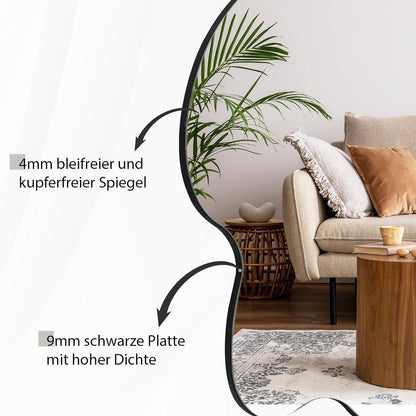 Asymmetrischer Wandspiegel 58x70cm – Rahmenlos & Dekorativ