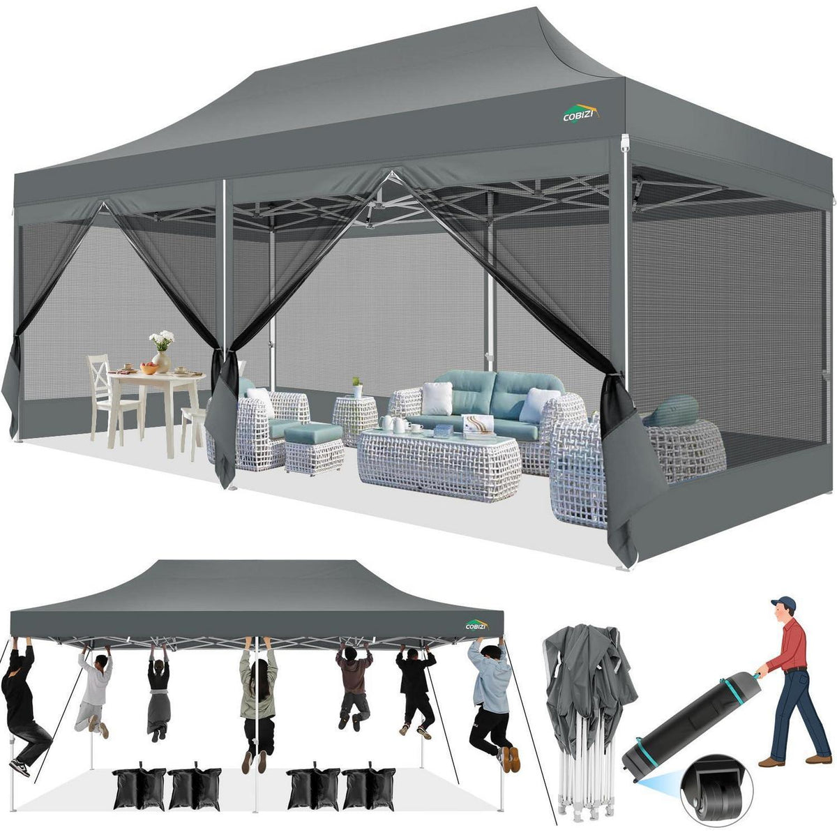 Faltpavillon 3x6m – Wasserdicht, UV-Schutz & Seitenwände