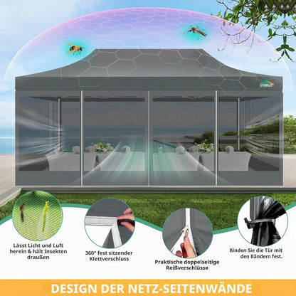 Faltpavillon 3x6m – Wasserdicht, UV-Schutz & Seitenwände