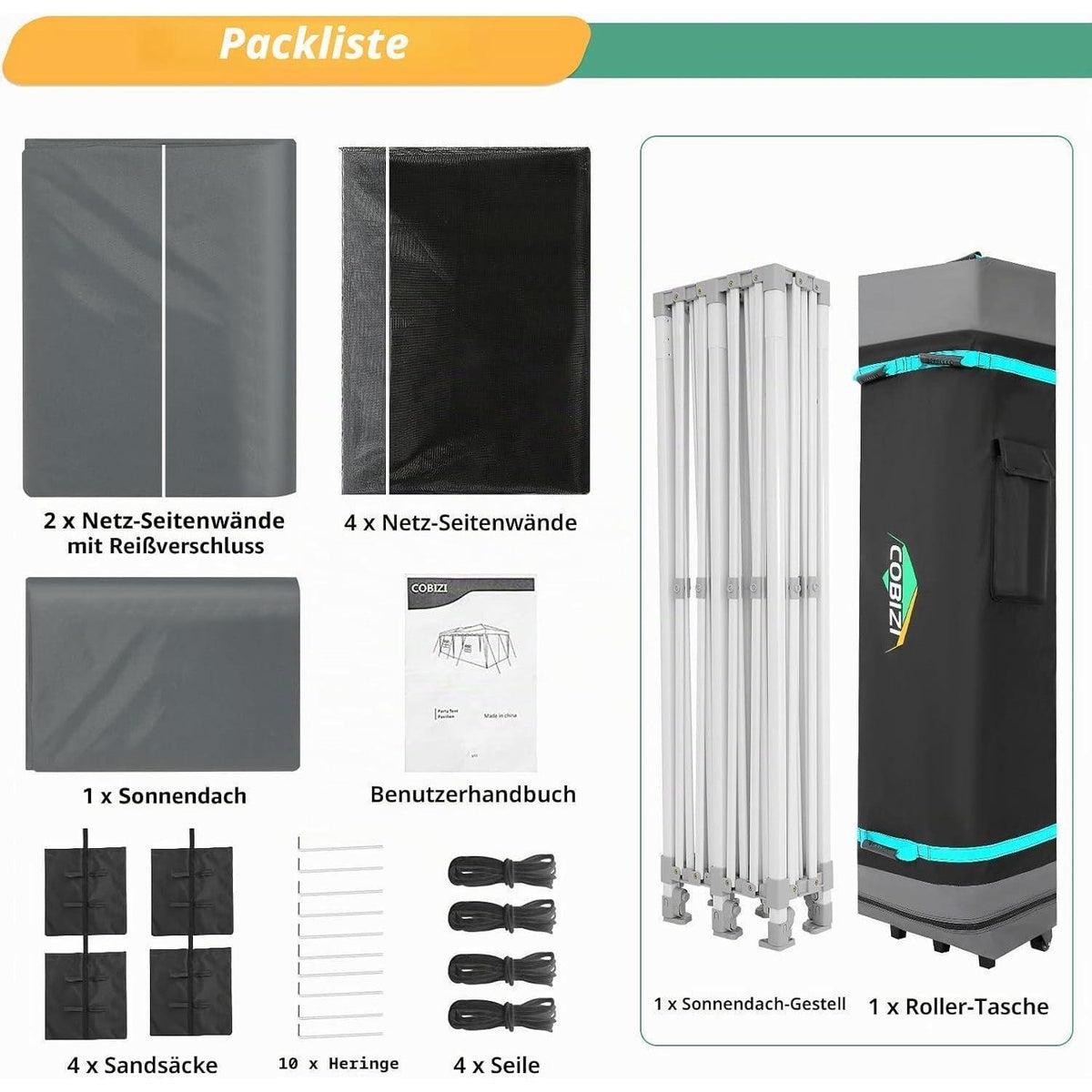 Faltpavillon 3x6m – Wasserdicht, UV-Schutz & Seitenwände