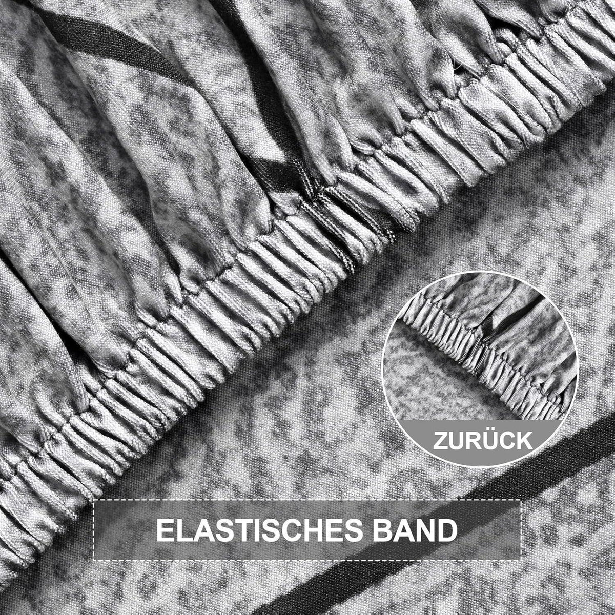 Stretch Stuhlhussen Set Grau Marmor – 6 Stück