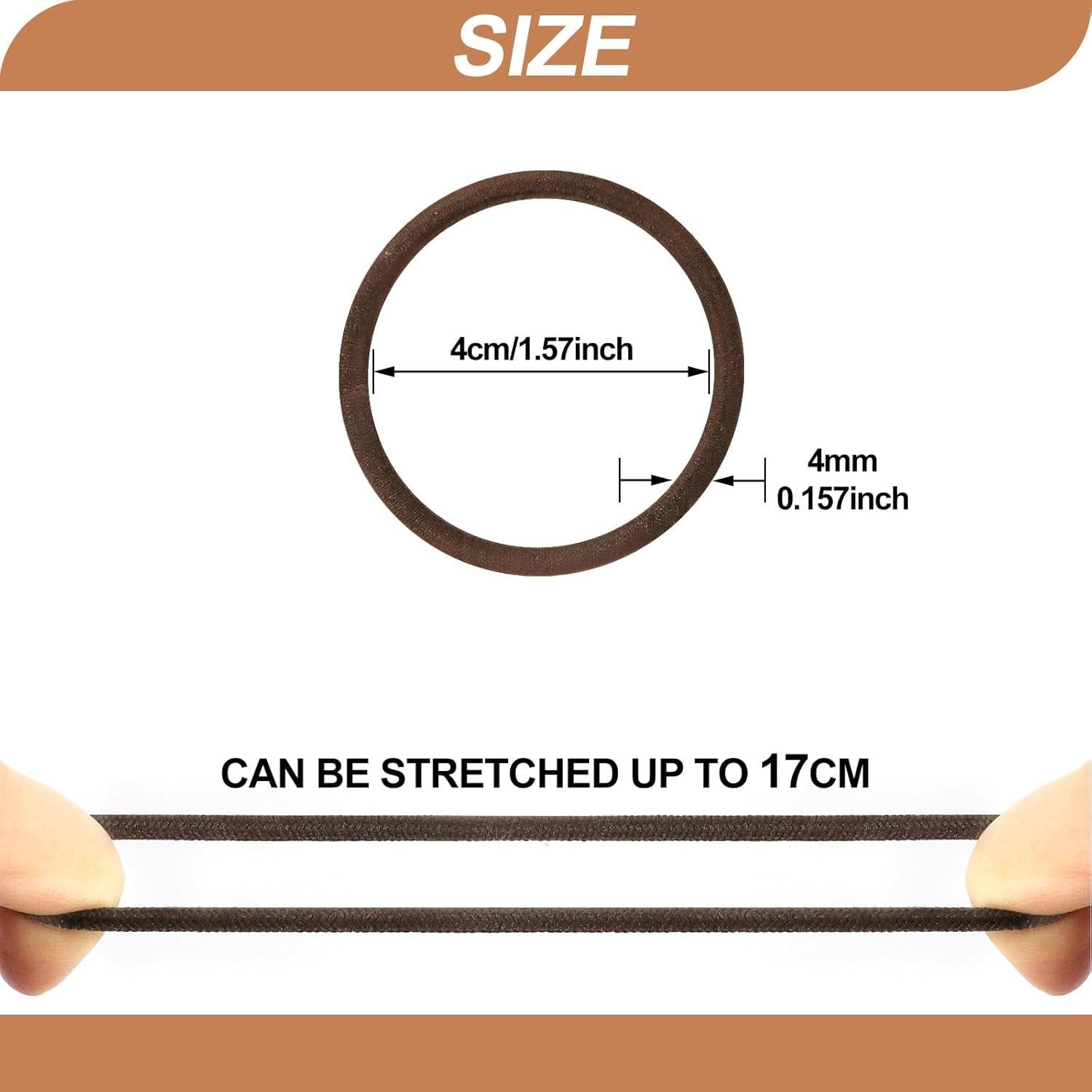36 Stück Haargummis Mädchen Braunes Elastisches Haarband 4mm