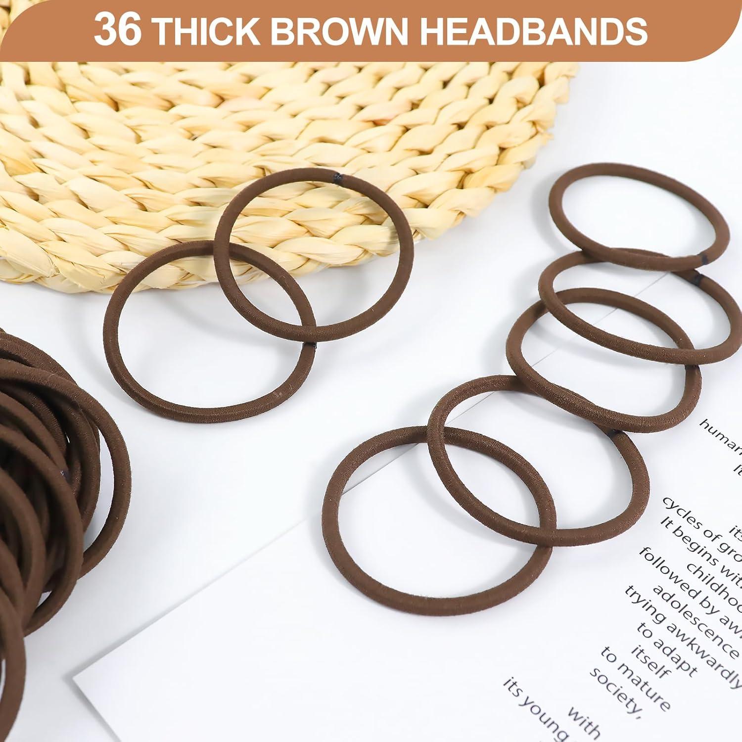 36 Stück Mädchen Haargummis Braun Elastisch Ohne Metall 4mm