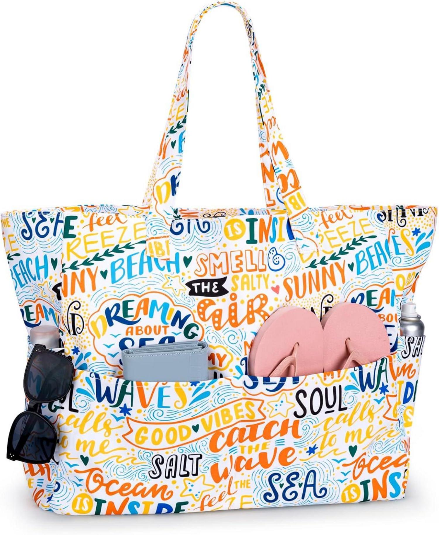 Strandtasche XXL Reißverschluss Damen Schwimmbadtasche Urlaub Must
