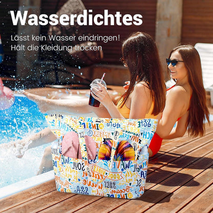 Strandtasche XXL Damen mit Reißverschluss - Große Badetasche Beach Bag