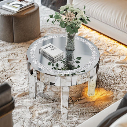 Runder Silber Kristall Glastisch Ø60cm Modern Luxus