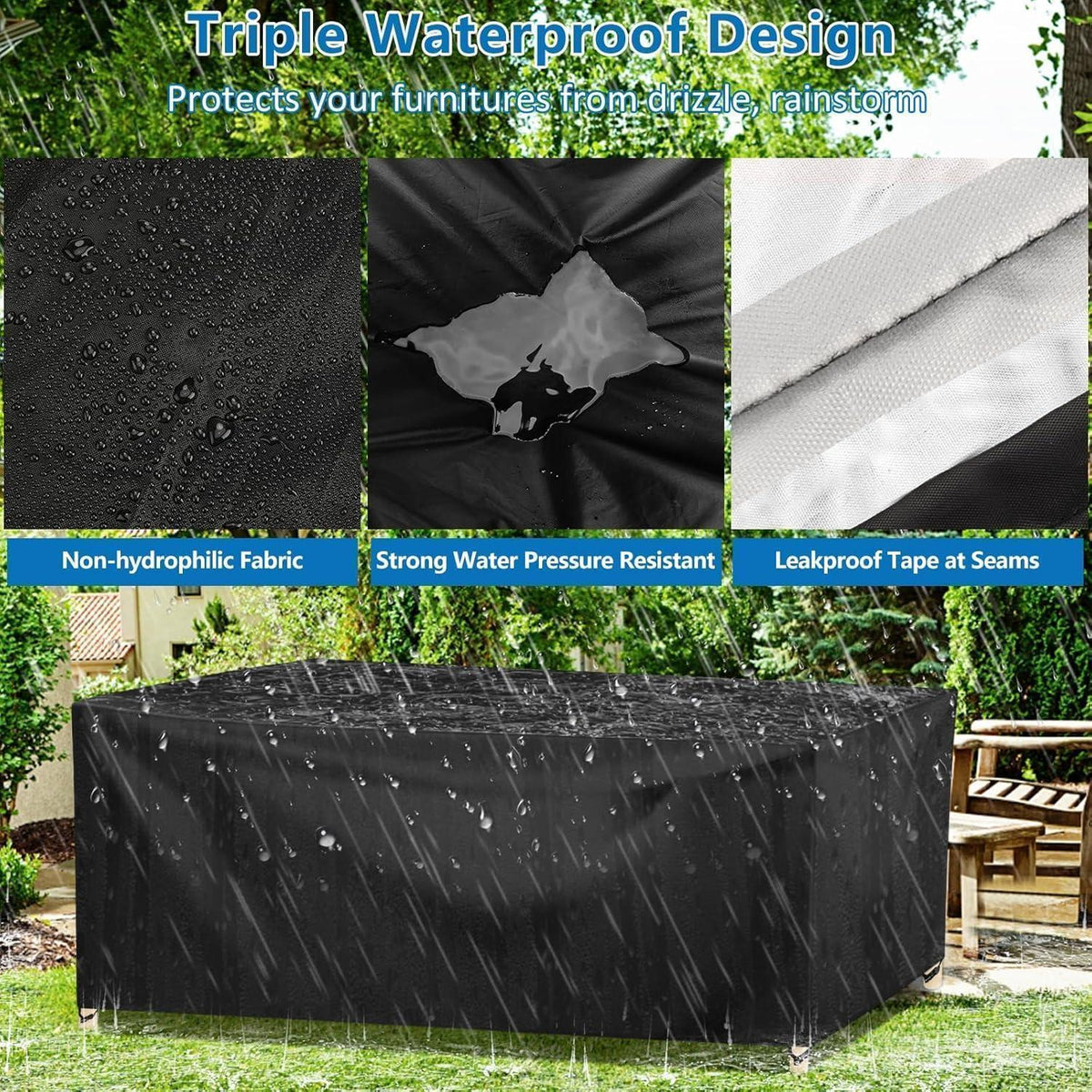 Wasserdichte Gartenmöbel Abdeckung 140x140x90cm
