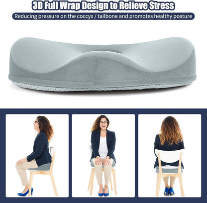 Orthopädisches Memory Foam Sitzkissen Steißbein Entlastung Grau
