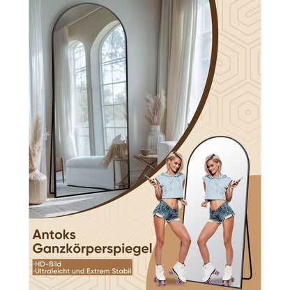 Ganzkörperspiegel Standspiegel gebogen, Schwarz oder Gold