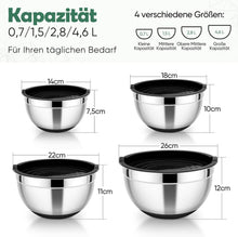 HaWare Edelstahl Rührschüssel Set mit Deckel Silikonboden
