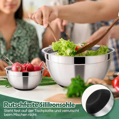 Rührschüssel Set Edelstahl Salatschüssel Luftdichter Deckel