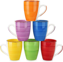 Kaffeetassen Set Steingut 6er 500ml groß bunt