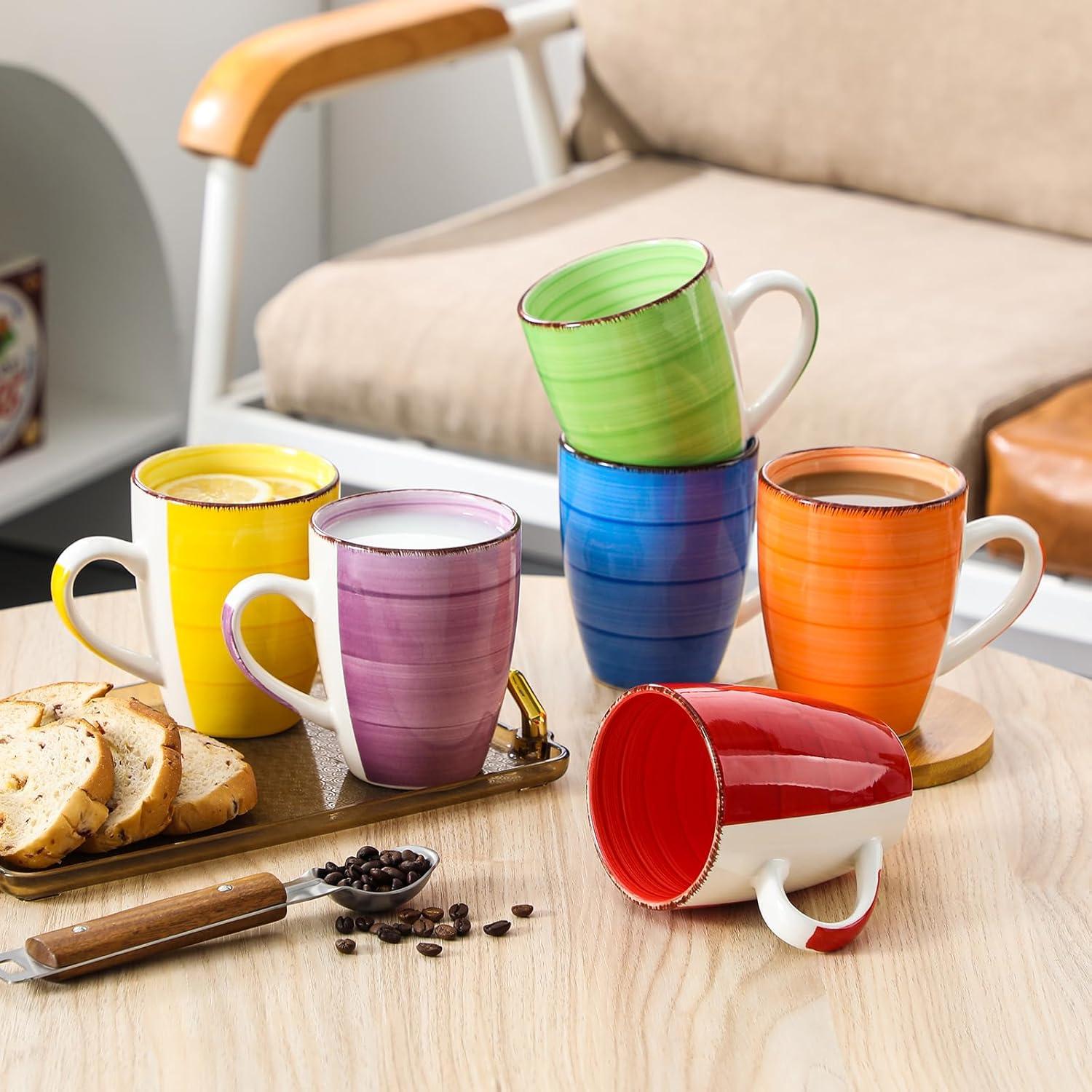 BONITA Kaffeetassen Set 6er Steingut 500ml Kaffeebecher Henkel