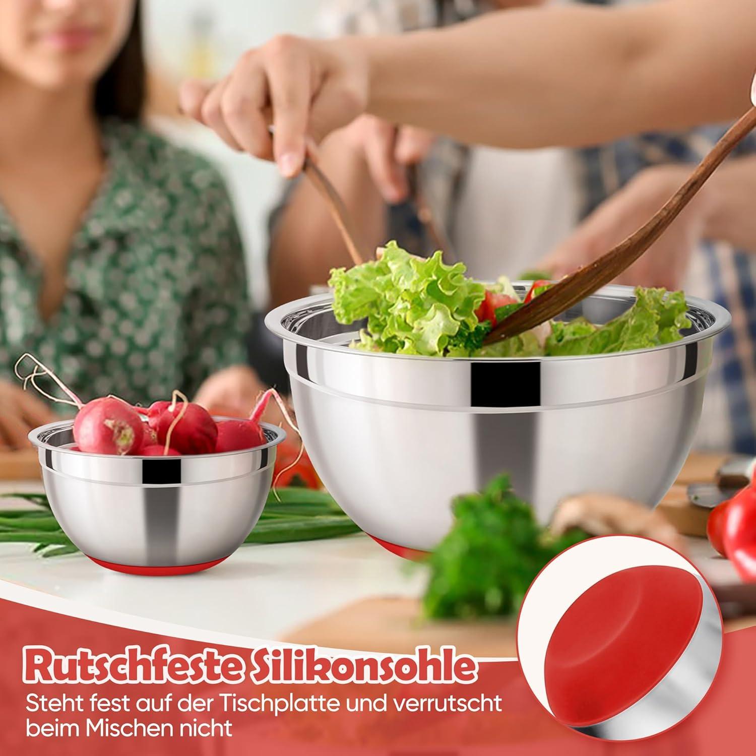 Rührschüssel Set Edelstahl Salatschüssel Luftdichtem Deckel