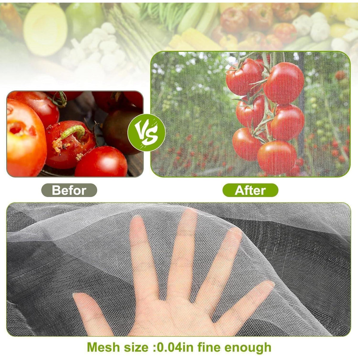 Gemüseschutznetz 3x6m Feinmaschig für Garten & Hochbeet