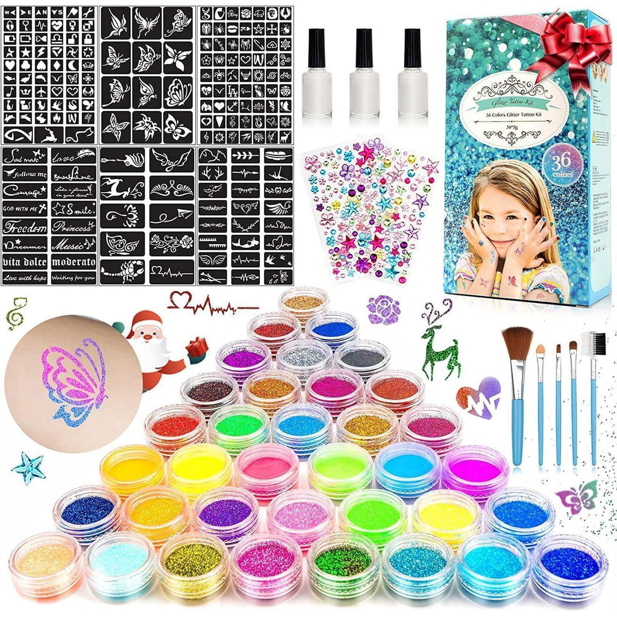 Glitzertattoo Set Kinder – Bastelgeschenke für Mädchen 6-12 Jahre
