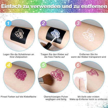 Glitzertattoo Set Kinder – Bastelgeschenke für Mädchen 6-12 Jahre