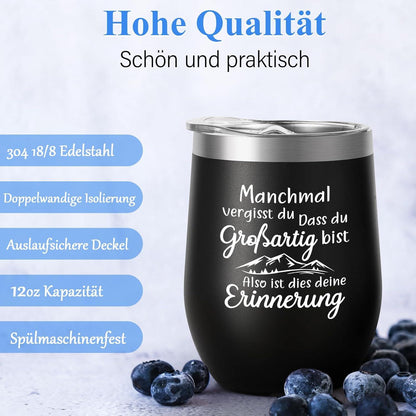 Edelstahl Camping Becher to go 12oz 350ml - Schwarz