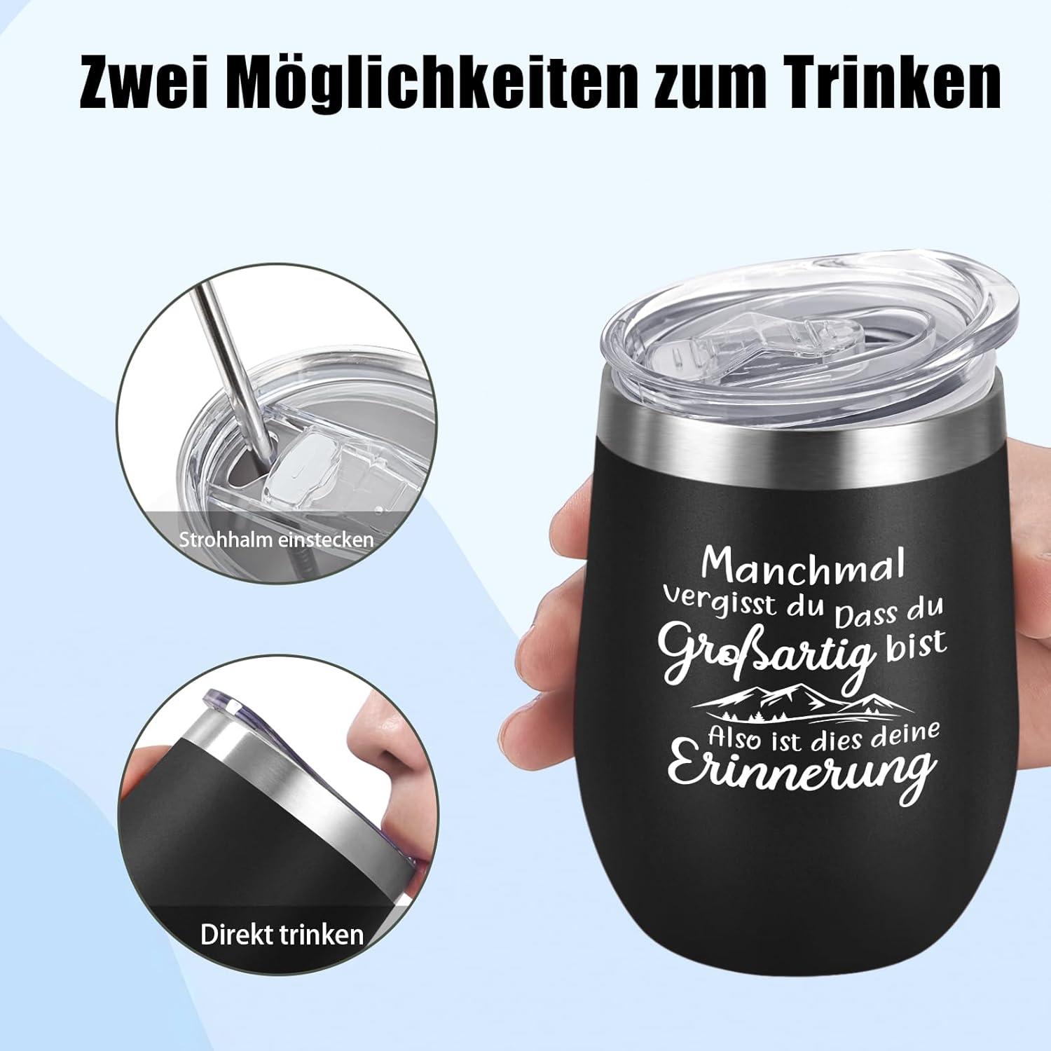 Inspirierender 350ml Edelstahl Camping Becher to go - Geschenk für