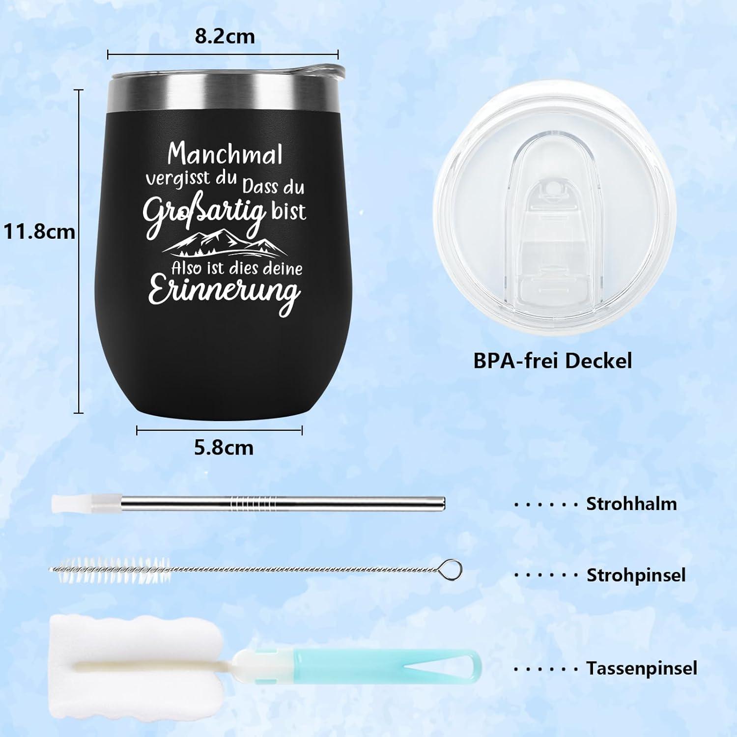 Inspirierender 350ml Edelstahl Camping Becher to go - Geschenk für