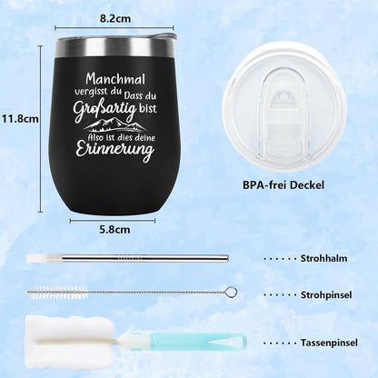 Inspirierender 350ml Edelstahl Camping Becher to go - Geschenk für