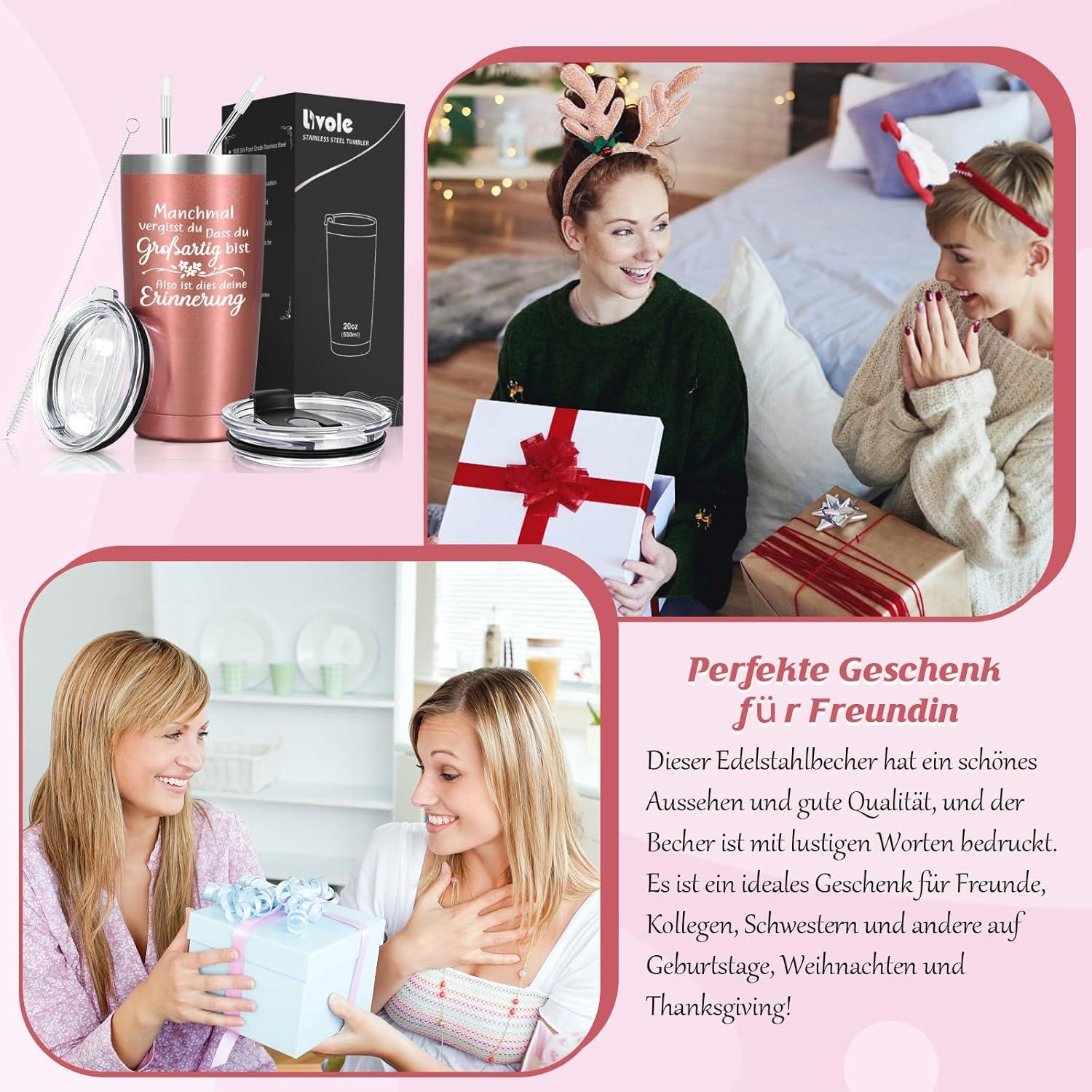 Livole Edelstahl Thermobecher to go 20oz 600ml - BPA-frei - Roségold