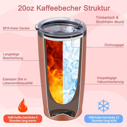 Geschenk für Frauen Thermobecher to go 20oz 600ml Doppelwandig