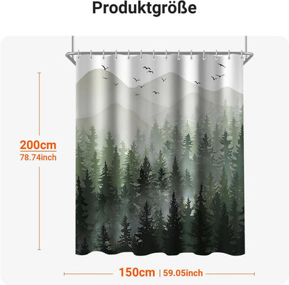 Duschvorhang Wald Muster 150x200cm Antischimmel Textil Wasserabweisend