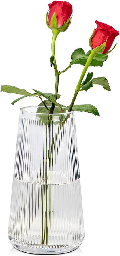 Dekovase Glas Rillen Blumenvase Ins Style Tischdeko Hochzeit Büro